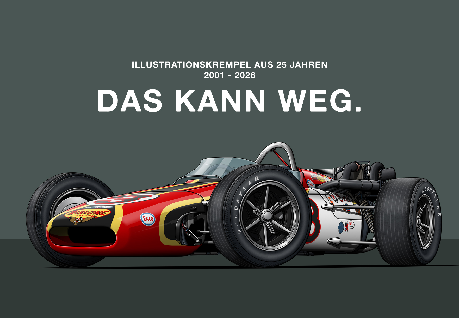 Farbenfrohes Gemälde von Leo Namislow mit typografischen und figürlichen Elementen